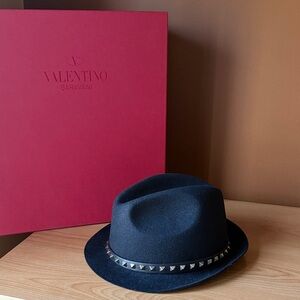Valentino Garavani Black Fedora with Studded Band